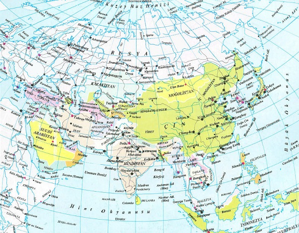 Asya Kıtası Ülkeleri ve Asya Kıtası Haritası
