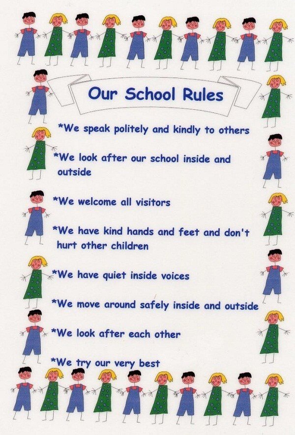 Resimli İngilizce Okul Kuralları (School Rules)