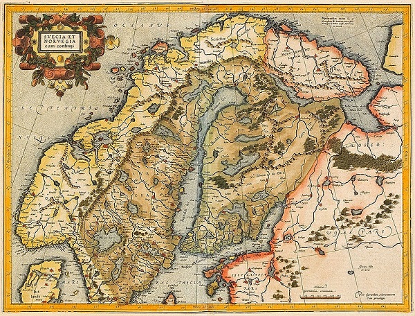 1595 yılına ait Danimarka Norveç haritası