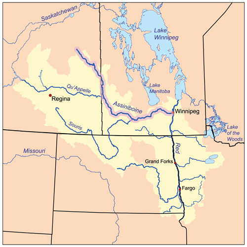 Assiniboine Irmağı Haritası