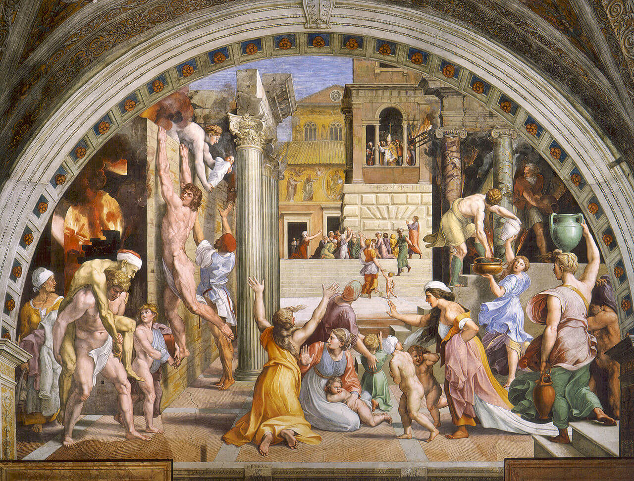 Borgo Ateşi, Vatikan'daki Apostolik Sarayı'ndaki Raphael Odalarındaki fresk