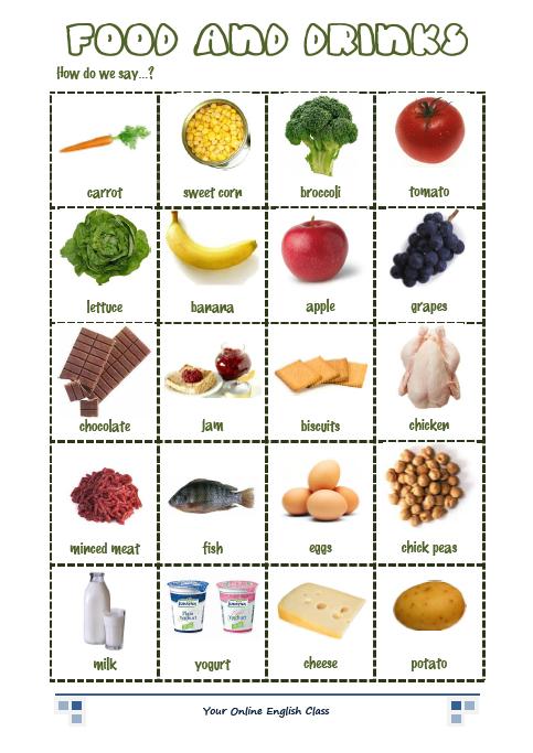 Resimli İngilizce Yiyecek ve İçecekler
