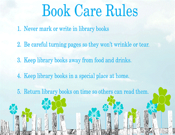 Resimli İngilizce Kütüphane Kuralları (Library Rules)
