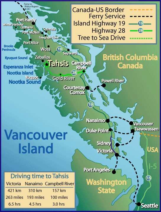 Vancouver Adası  Haritası (İngilizce)