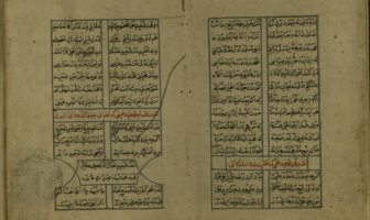 Şeyhî'nin (ö. 1431) Hüsrev ü Şirin adlı mesnevi türündeki eserinin Milli Kütüphane'de bulunan nüshasından bir görünüm.