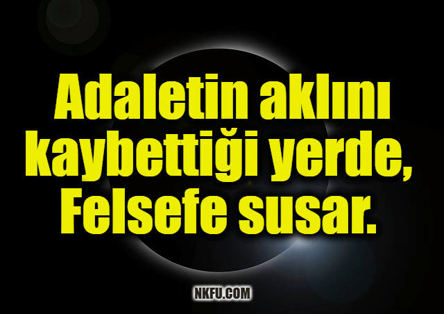 Adaletin aklını kaybettiği yerde, felsefe susar.