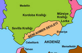 Beni Ahmer Devleti (Gırnata Emirliği) Haritası