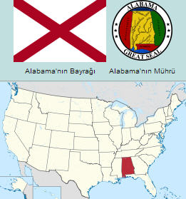 Alabama Eyaletinin Haritası ve Bayrağı, Arması