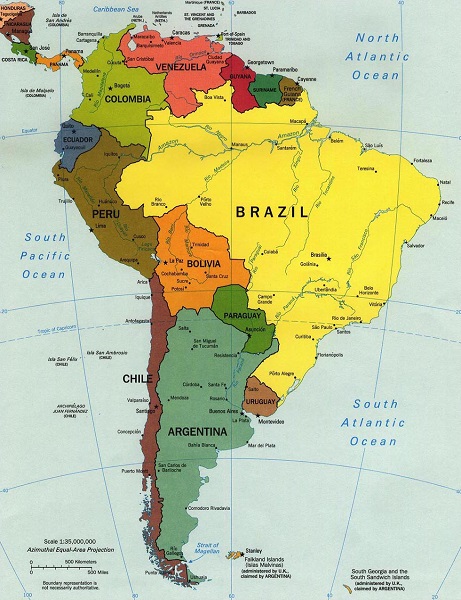 Güney Amerika Siyasi Haritası