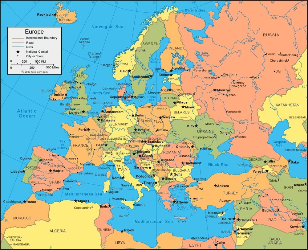 Avrupa Haritası - Ülkeler