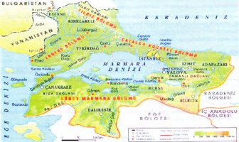 Marmara Bölgesi Bölümleri Haritası