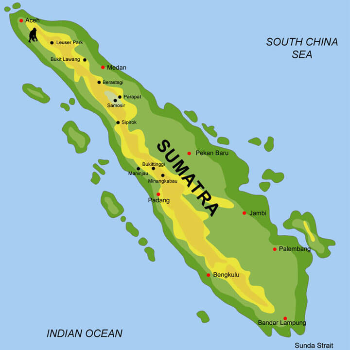 Sumatra Adası Haritası