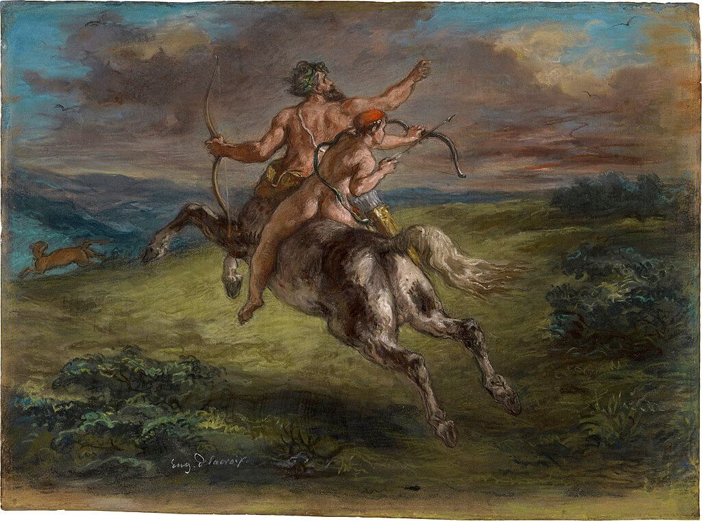 The Education of Achilles , Eugène Delacroix , kağıt üzerine pastel, c. 1862 ( Getty Merkezi , Los Angeles)
