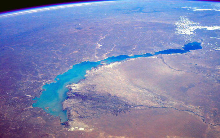Balkaş Gölü uzaydan görünümü