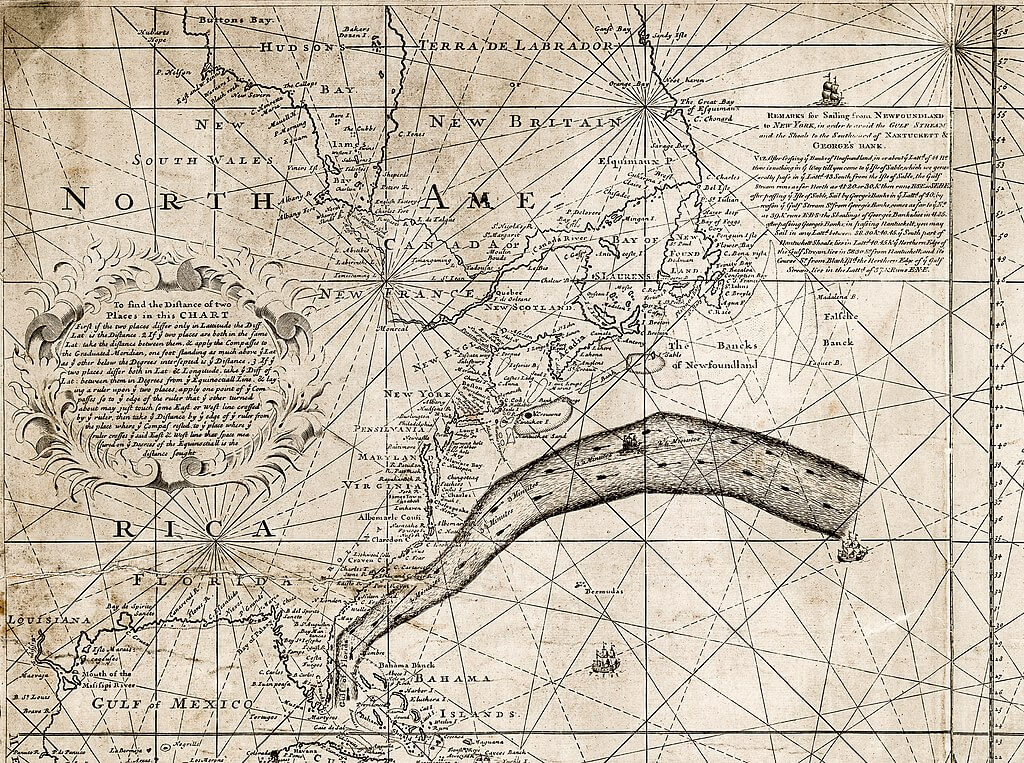Benjamin Franklin'in 1769'da Londra'da basılan Gulf Stream haritası (