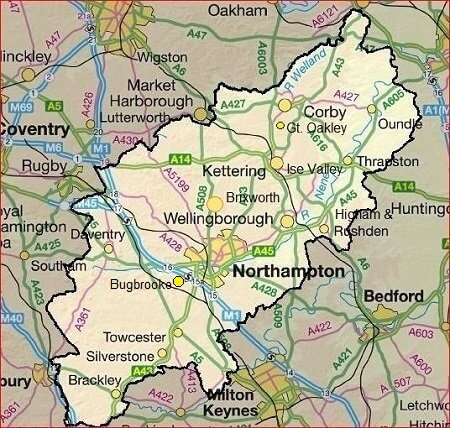 Northamptonshire Haritası