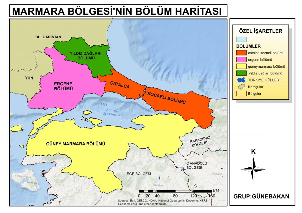 Marmara Bölgesinin Bölümleri