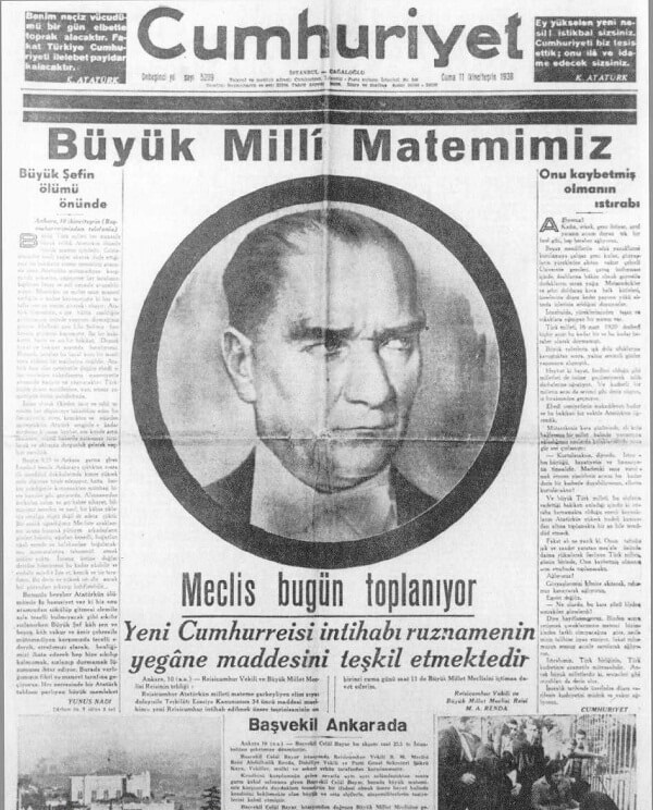 10 Kasım 1938 Gazete Manşetleri