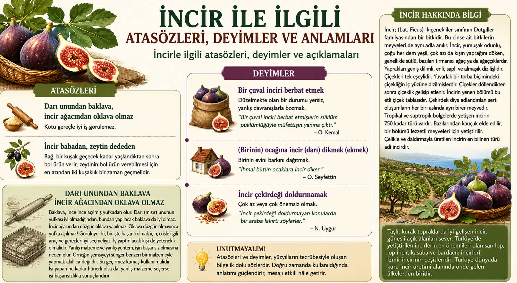 İncir İle İlgili Atasözleri Deyimler ve Anlamları Açıklamaları, İncir Geçen