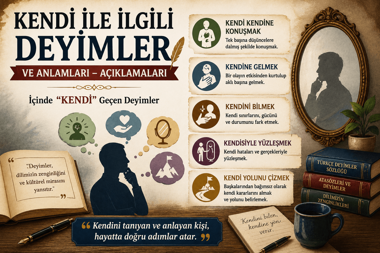 Kendi İle İlgili Deyimler ve Anlamları Açıklamaları, İçinde Kendi Geçen