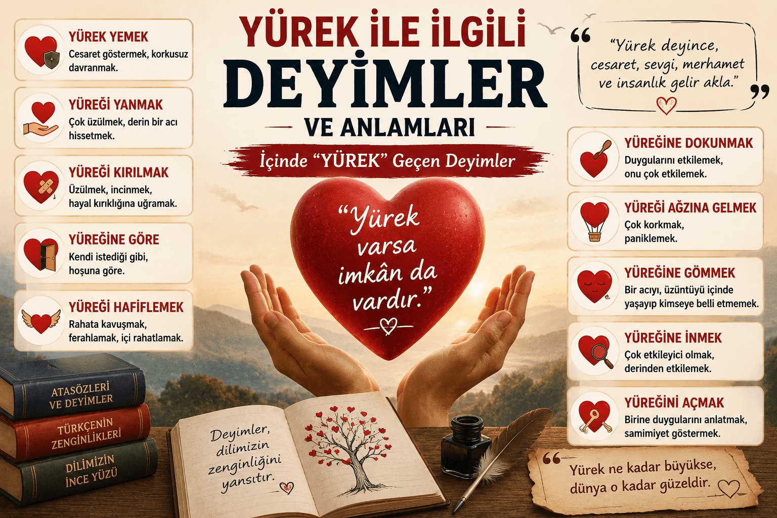 Yürek İle İlgili Deyimler ve Anlamları Açıklamaları, İçinde Yürek Geçen