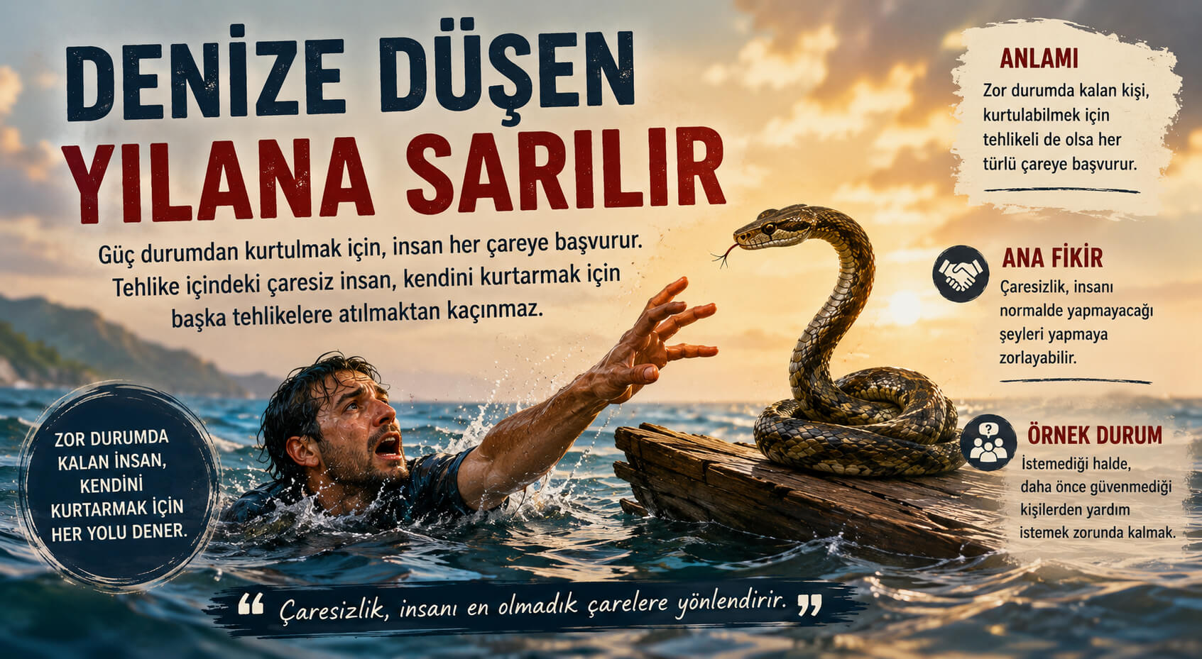 Denize Düşen Yılana Sarılır