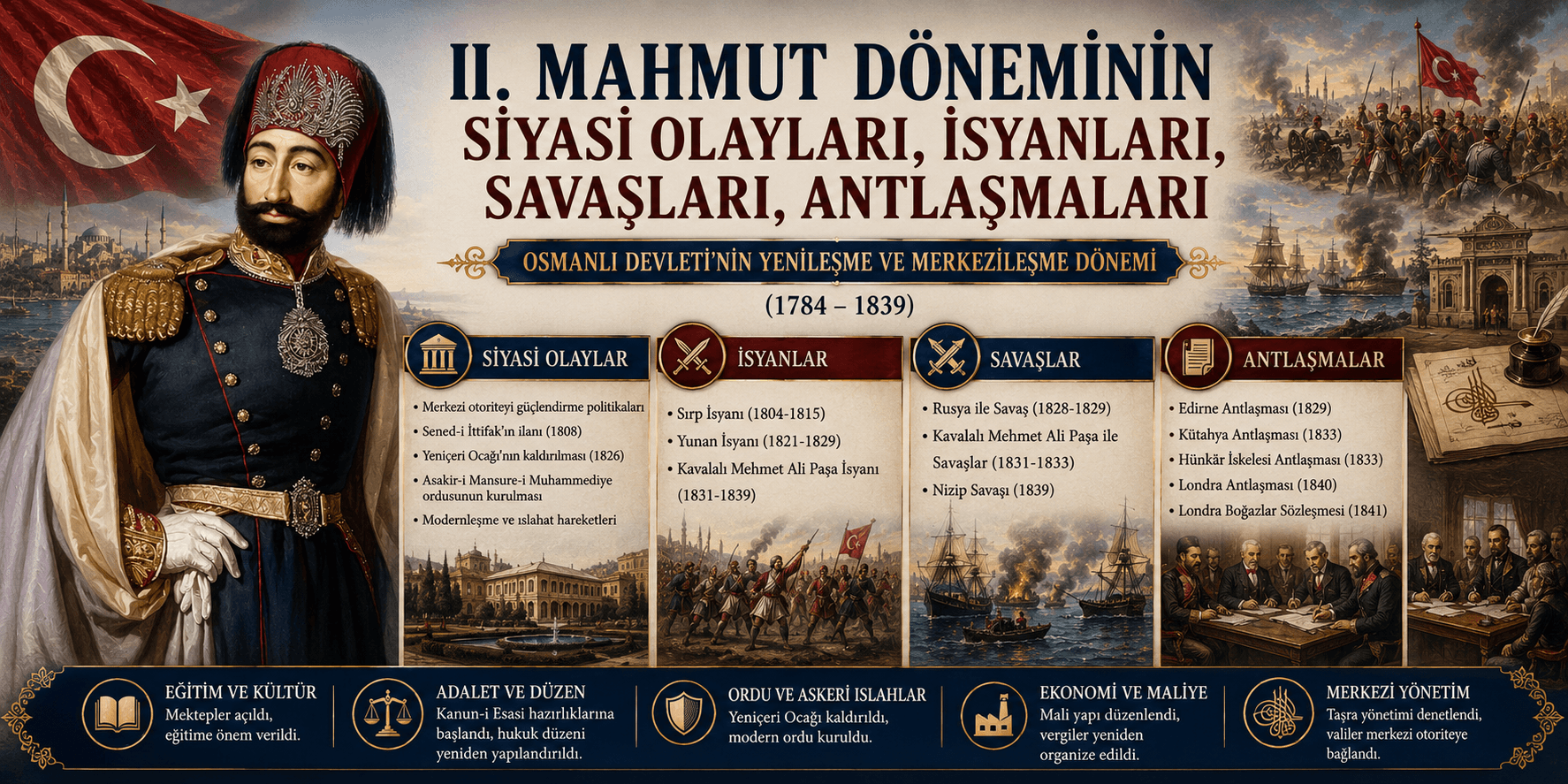 II. Mahmut Döneminin Siyasi Olayları, İsyanları, Savaşları, Antlaşmaları