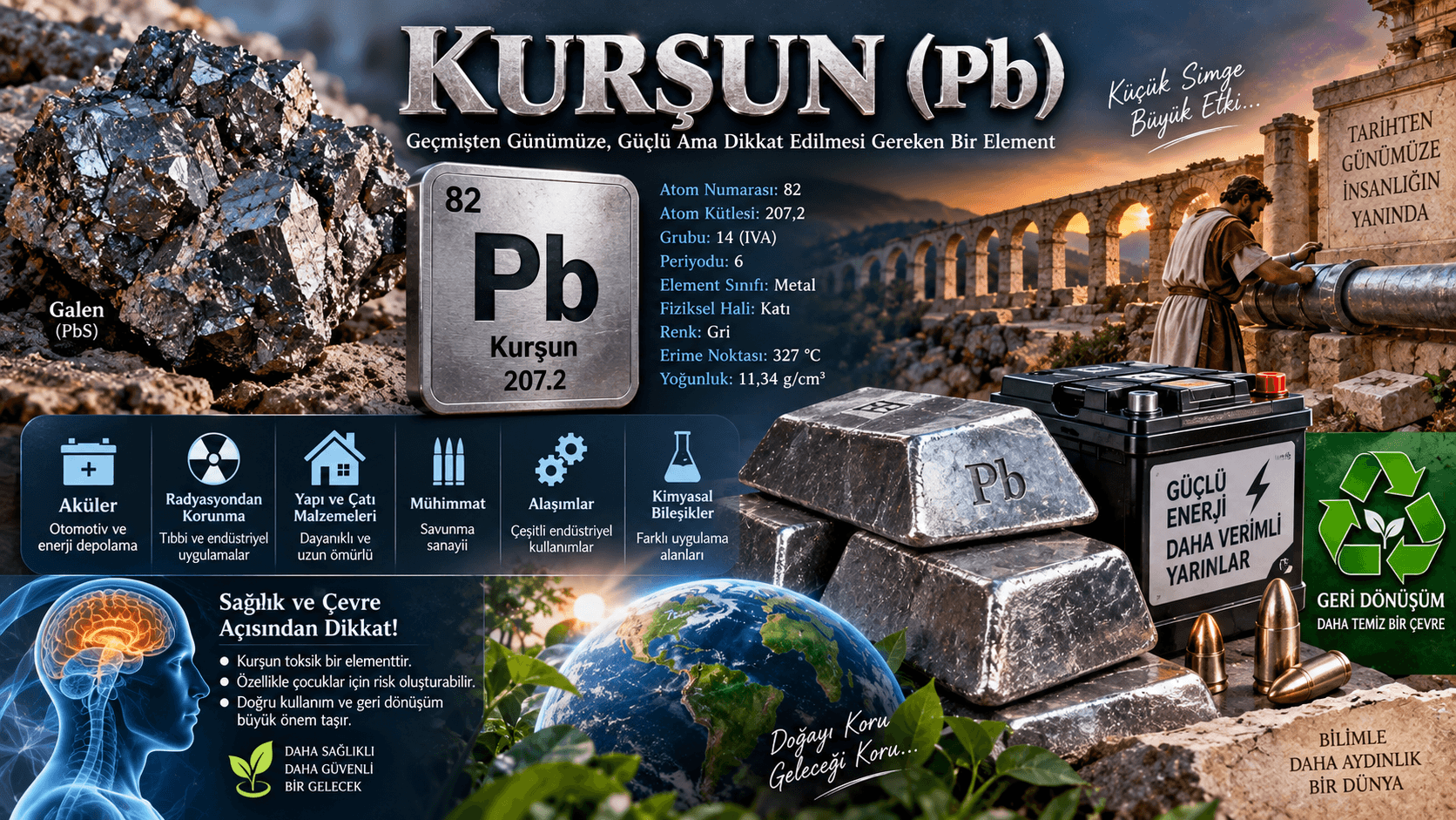 Kurşun Elementinin Fiziksel ve Kimyasal Özellikleri,