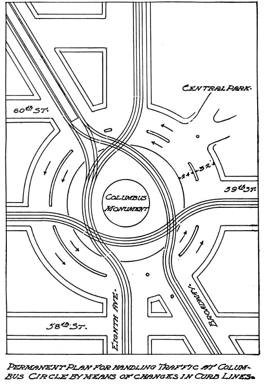 Eno'nun Sokak Trafik Yönetmeliği'nde Columbus Circle döner planı , 1909