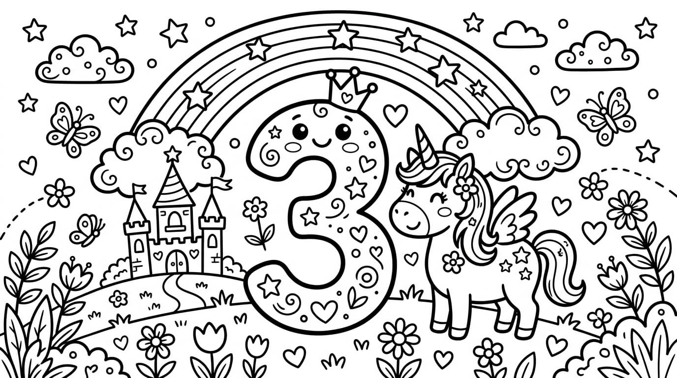 3 Sayısı (Rakamı) Boyama Sayfaları