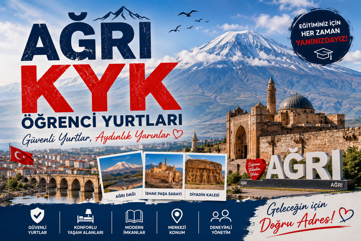 Ağrı Devlet (KYK) Öğrenci Yurtları Adres ve Telefonları