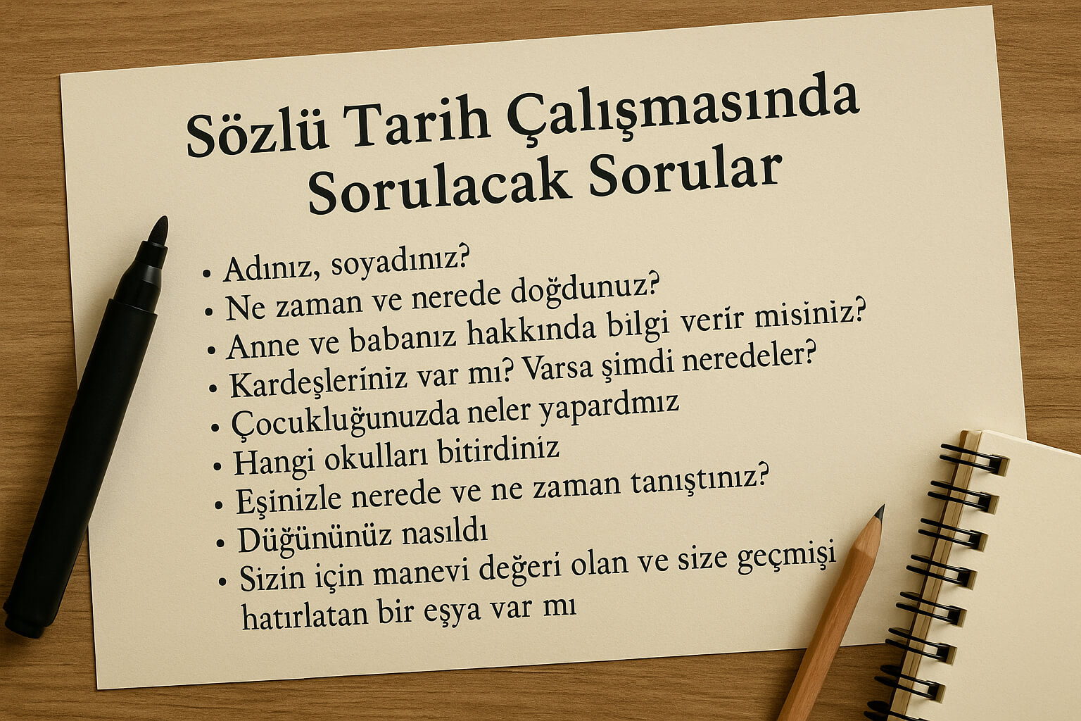 Sözlü Tarih Çalışmasında Sorulacak Sorular