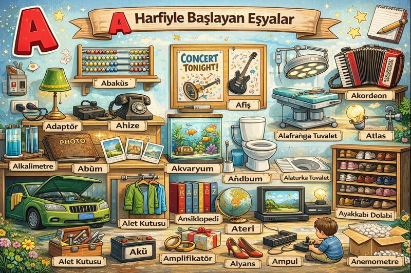 A Harfiyle Başlayan Eşyalar