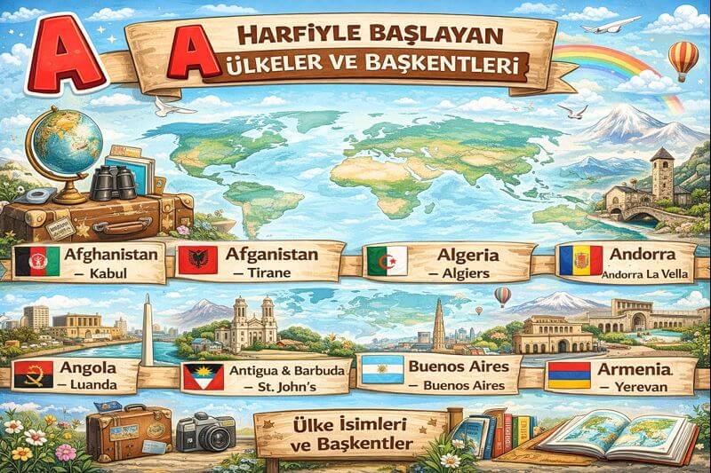 A Harfiyle Başlayan Ülkeler ve Başkentleri