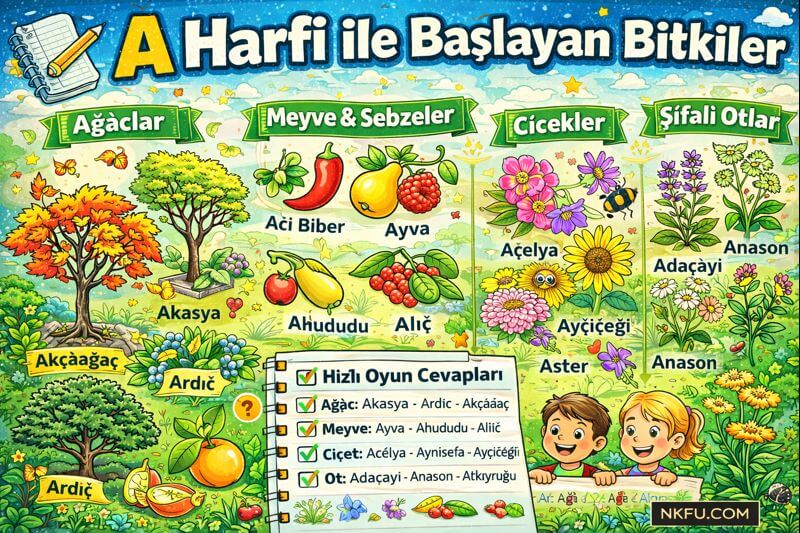 A Harfi İle Başlayan Bitkilerin Listesi (Ağaç, Meyve, Çiçek, Bitki)