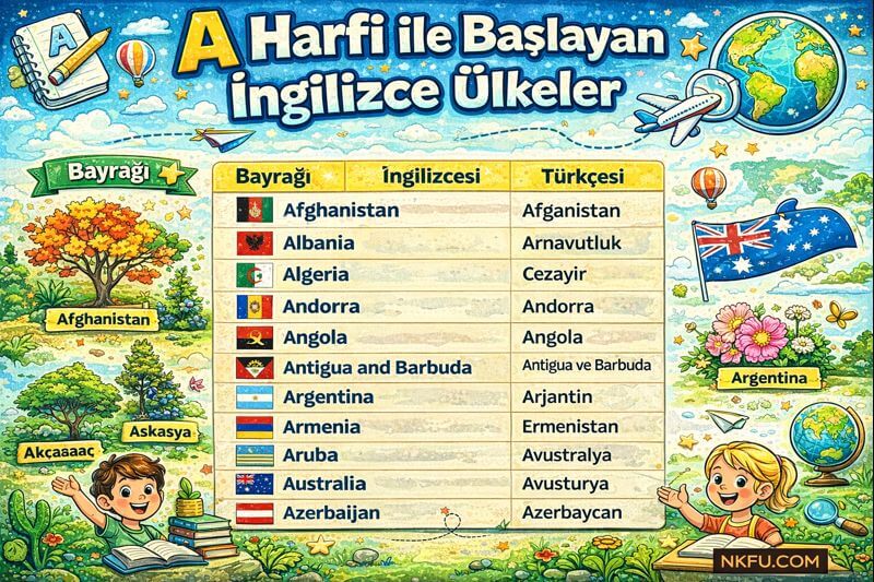 A Harfi ile Başlayan İngilizce Ülkeler