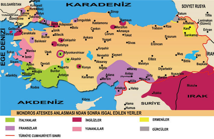 Mondros Ateşkes Antlaşmasından Sonra İşgal Edilen Yerler