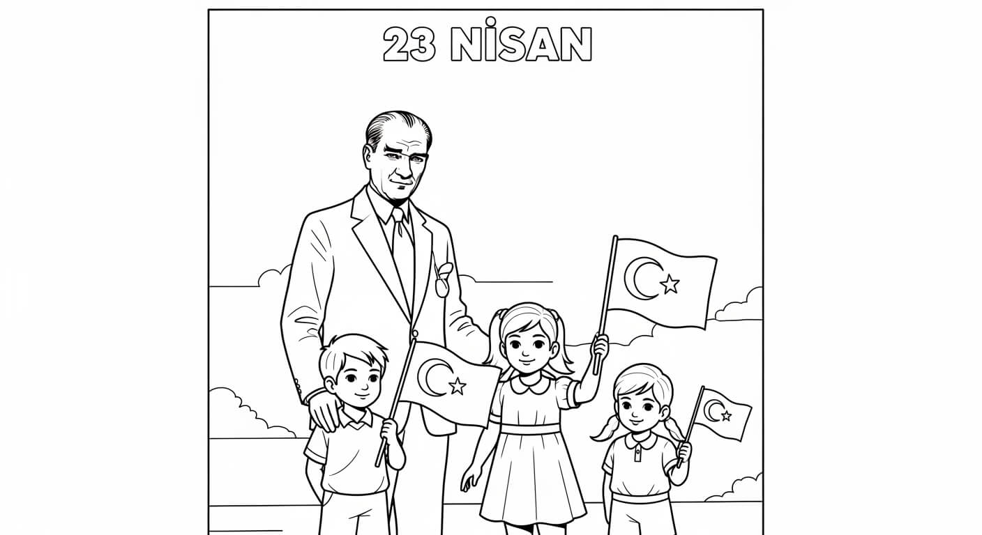 23 Nisan Ulusal Egemenlik Çocuk Bayramı Boyama Sayfaları