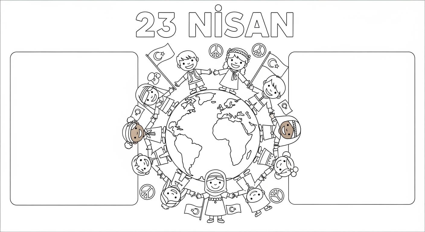 23 Nisan Ulusal Egemenlik Çocuk Bayramı Boyama Sayfaları