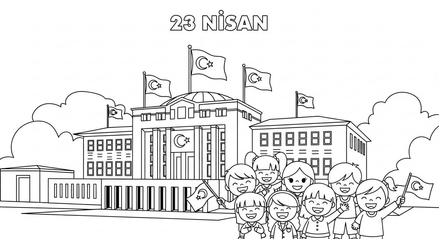 23 Nisan Ulusal Egemenlik Çocuk Bayramı Boyama Sayfaları