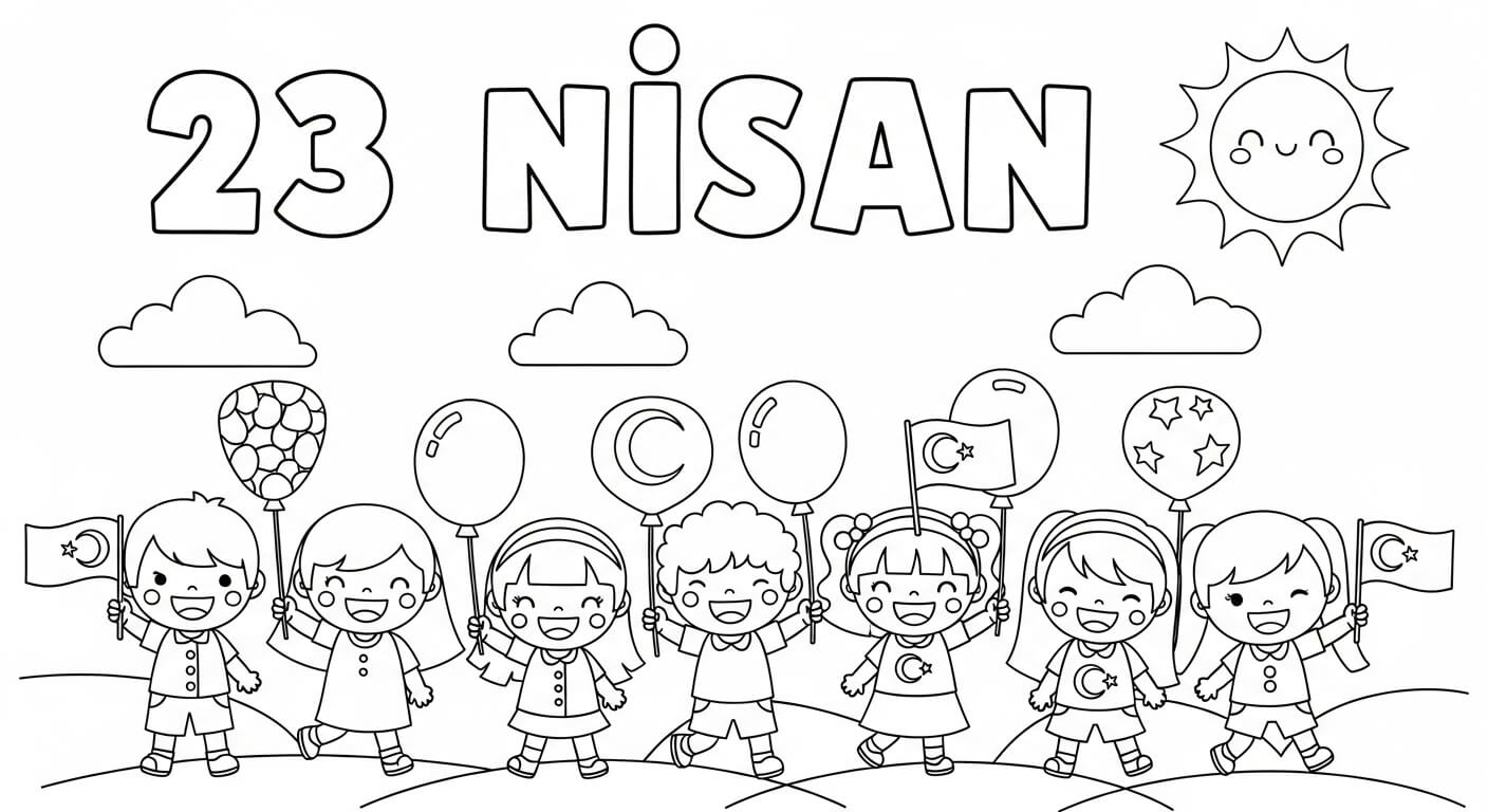 23 Nisan Ulusal Egemenlik Çocuk Bayramı Boyama Sayfaları