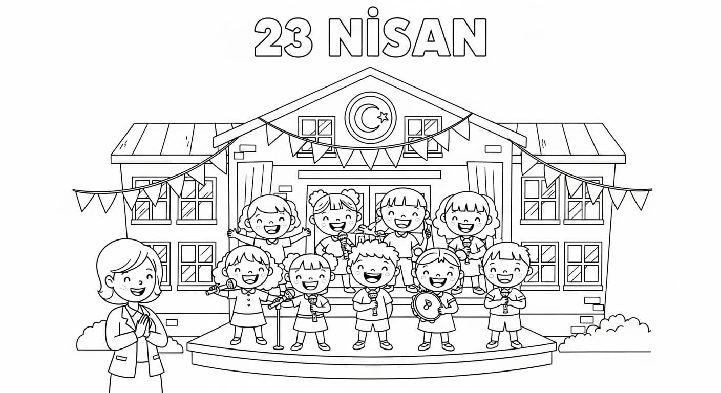 23 Nisan Ulusal Egemenlik Çocuk Bayramı Boyama Sayfaları