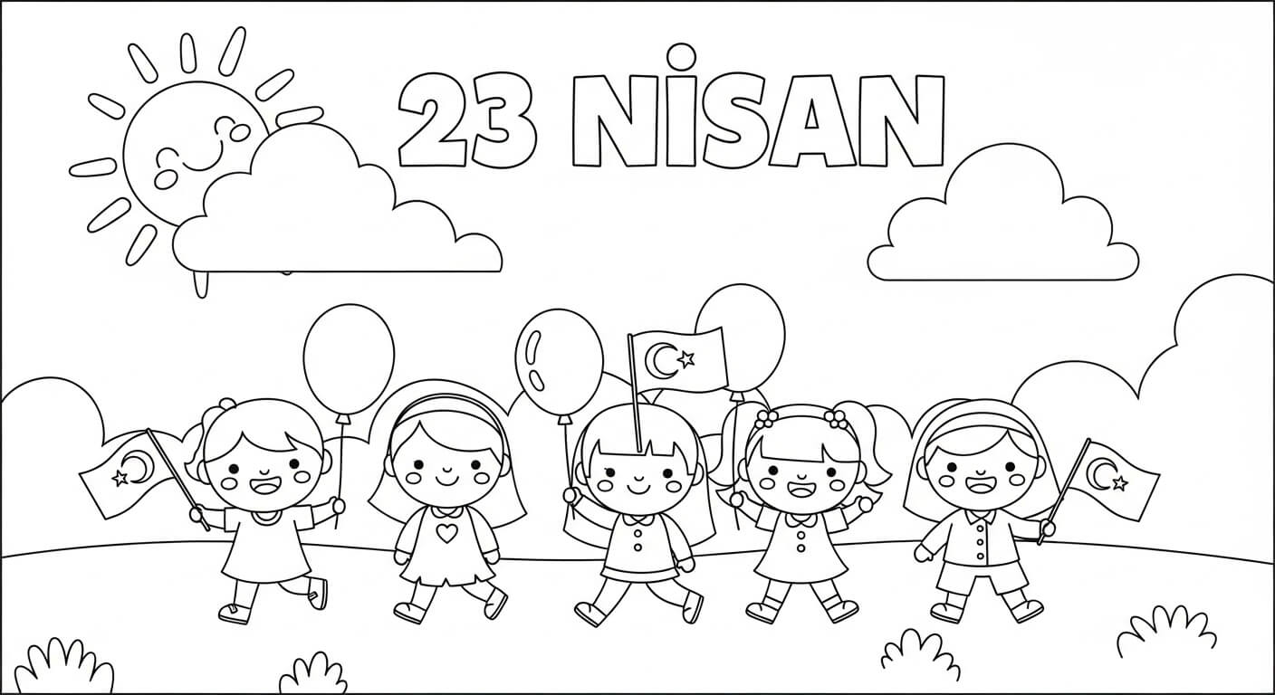 23 Nisan Ulusal Egemenlik Çocuk Bayramı Boyama Sayfaları