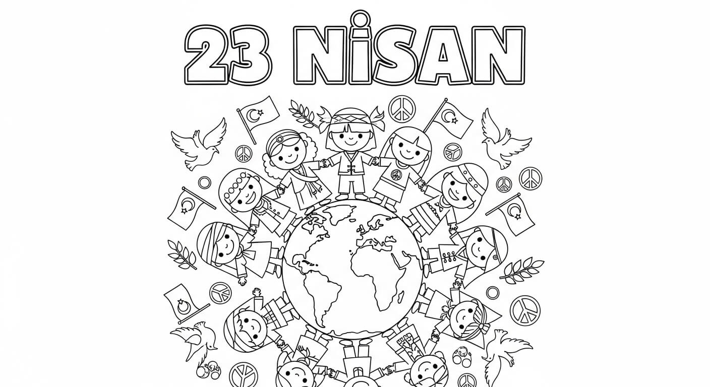 23 Nisan Ulusal Egemenlik Çocuk Bayramı Boyama Sayfaları