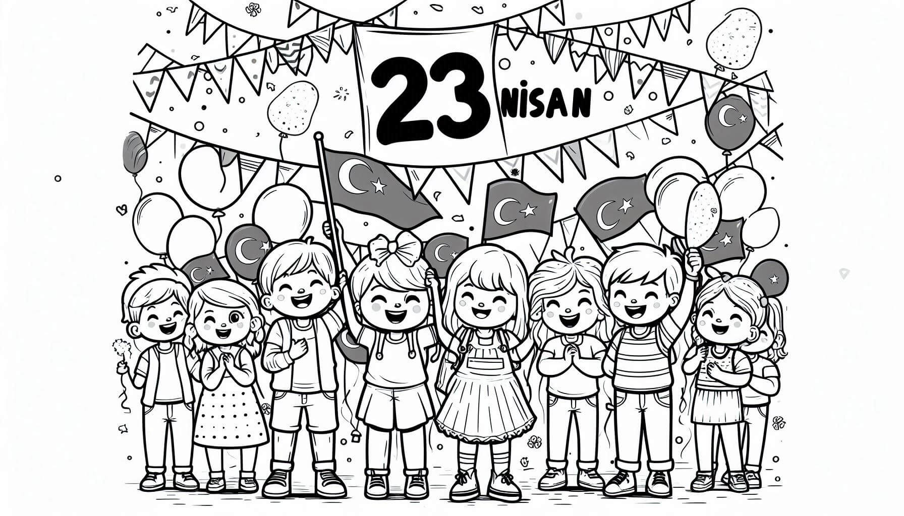 23 Nisan Ulusal Egemenlik Çocuk Bayramı Boyama Sayfaları