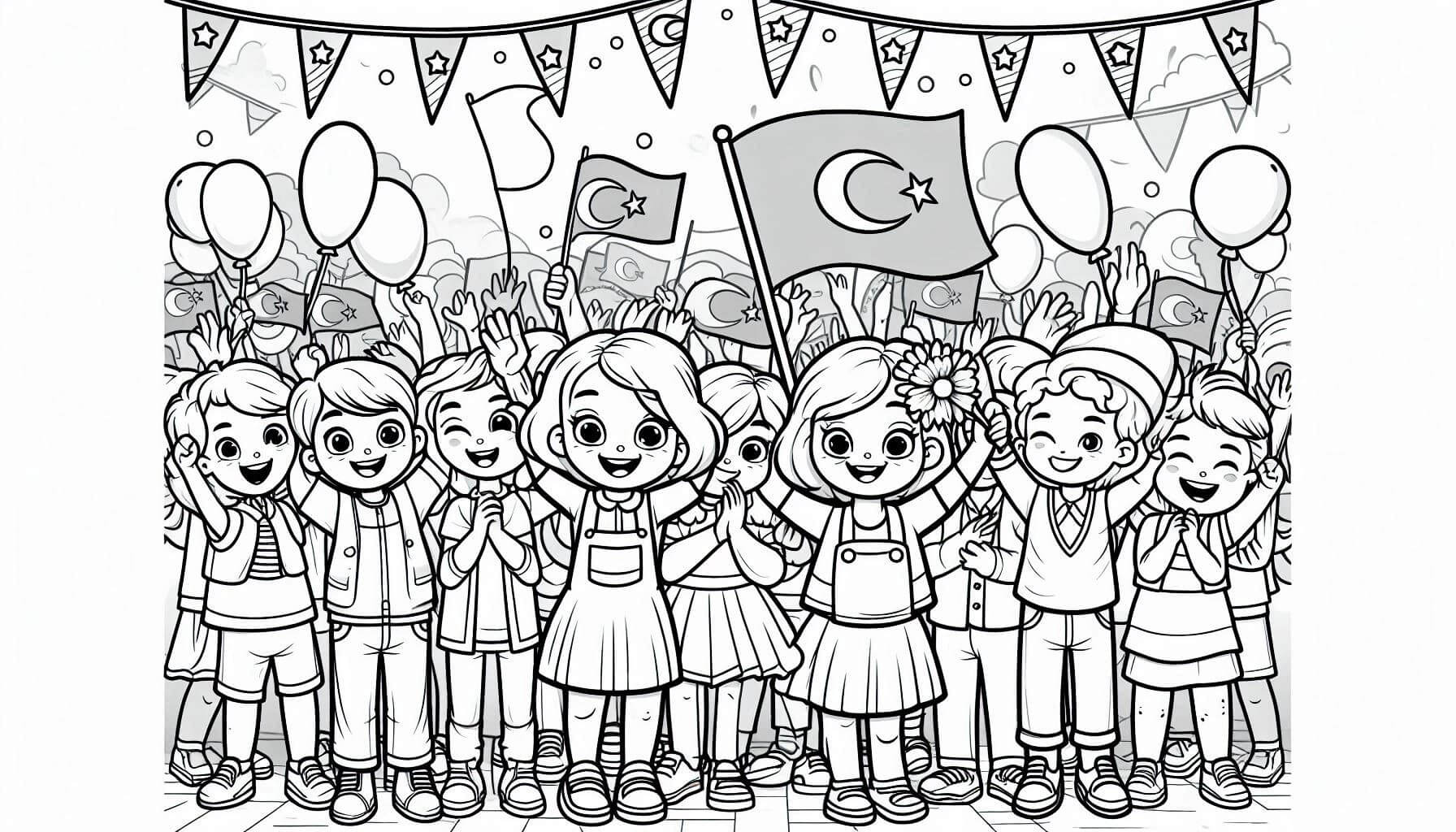 23 Nisan Ulusal Egemenlik Çocuk Bayramı Boyama Sayfaları