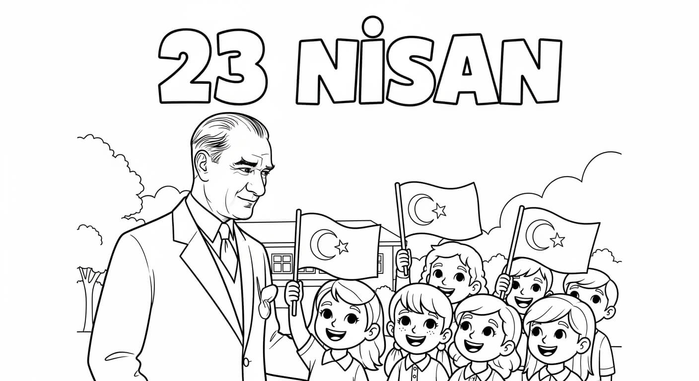 23 Nisan Ulusal Egemenlik Çocuk Bayramı Boyama Sayfaları