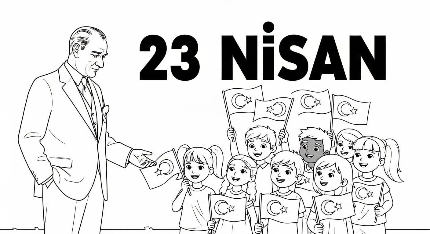 23 Nisan Ulusal Egemenlik Çocuk Bayramı Boyama Sayfaları