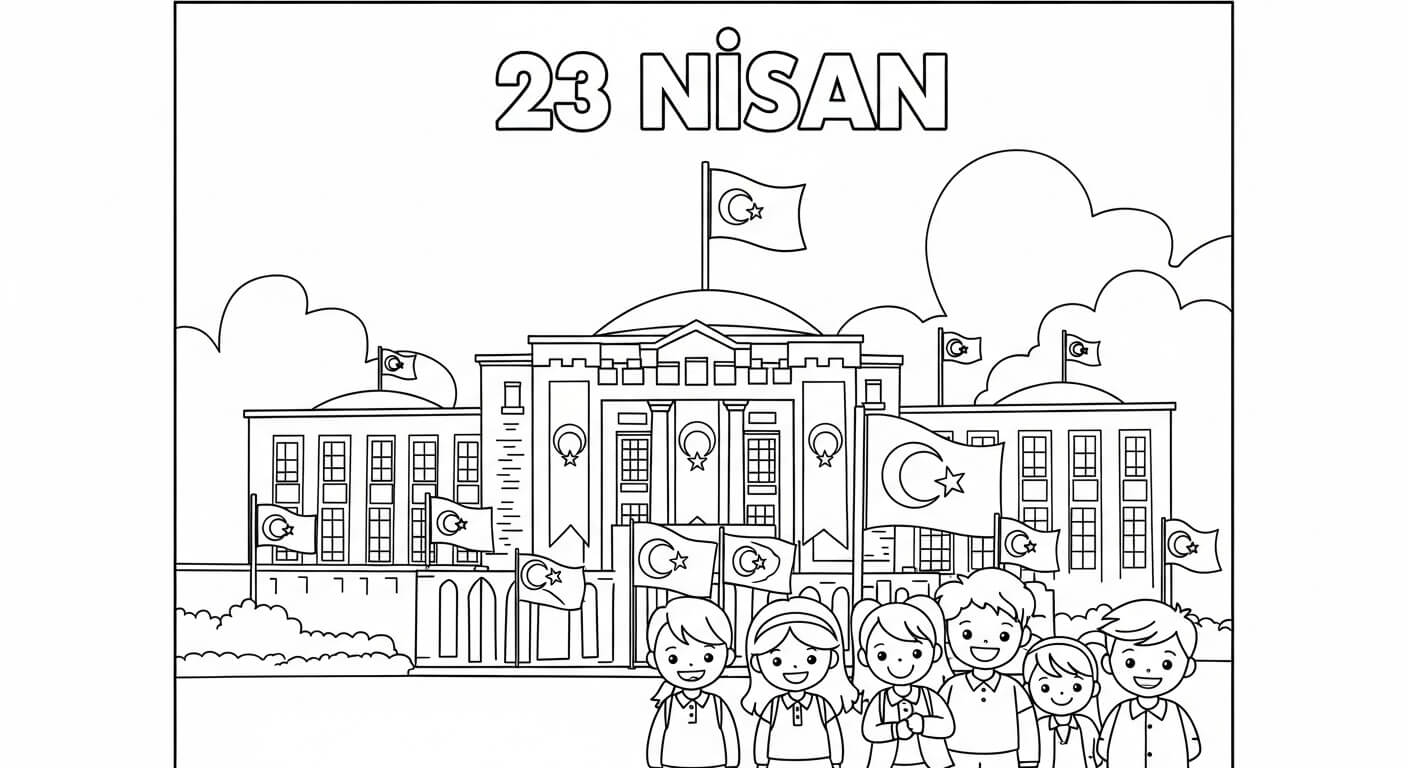 23 Nisan Ulusal Egemenlik Çocuk Bayramı Boyama Sayfaları