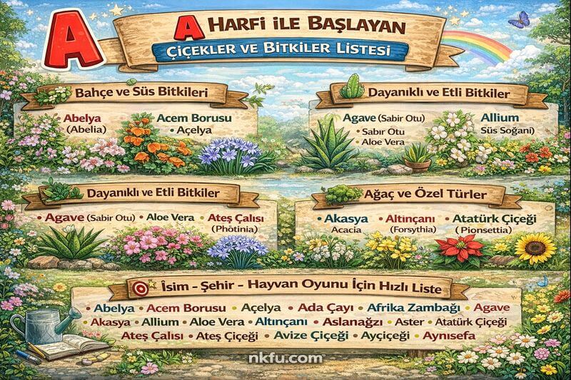 A Harfiyle Başlayan Çiçekler